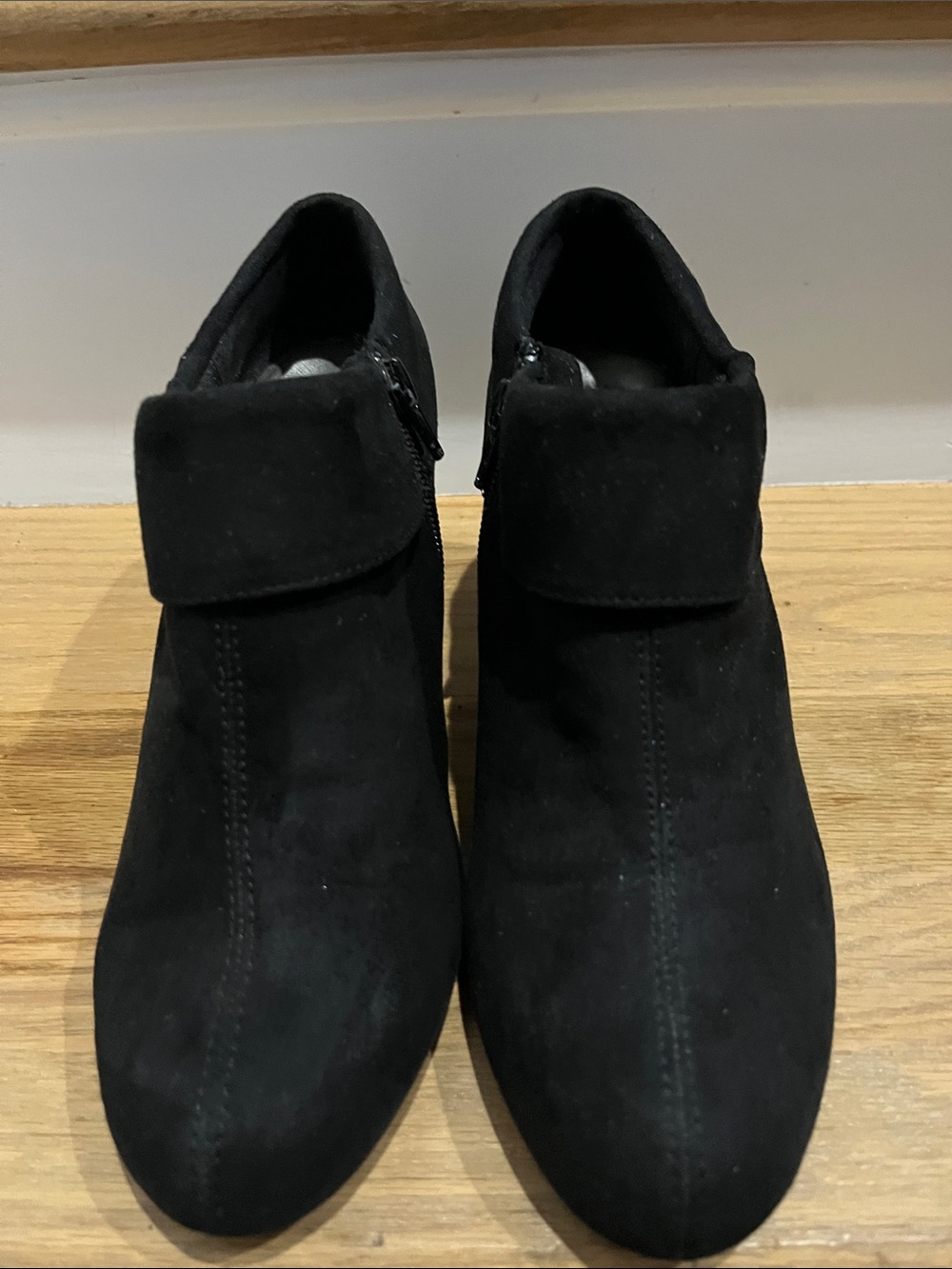 Coach Black Suede Fold-Over Ankle Booties